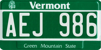 VT license plate AEJ986