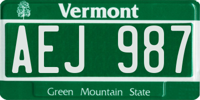 VT license plate AEJ987