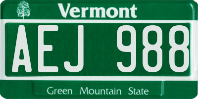 VT license plate AEJ988