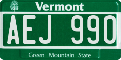 VT license plate AEJ990
