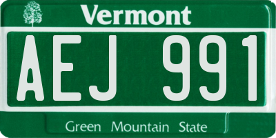 VT license plate AEJ991