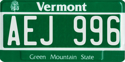 VT license plate AEJ996