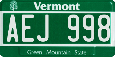 VT license plate AEJ998