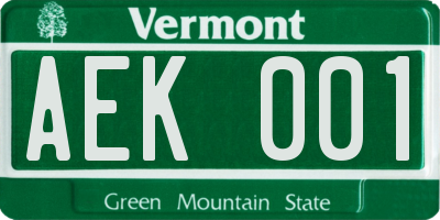 VT license plate AEK001