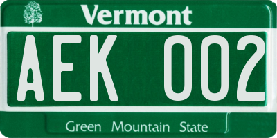 VT license plate AEK002