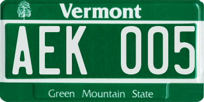 VT license plate AEK005