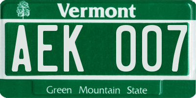 VT license plate AEK007