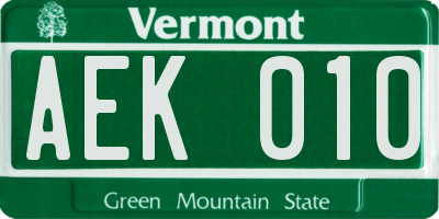 VT license plate AEK010