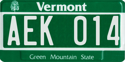 VT license plate AEK014