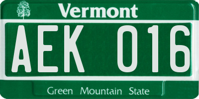 VT license plate AEK016