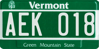 VT license plate AEK018
