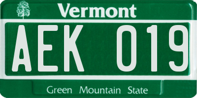 VT license plate AEK019