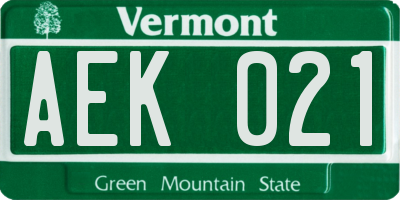 VT license plate AEK021