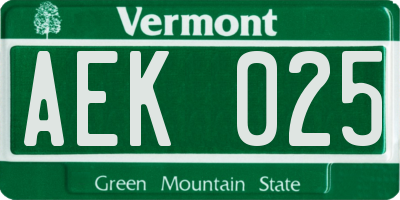 VT license plate AEK025