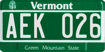 VT license plate AEK026
