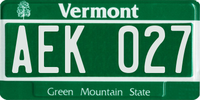 VT license plate AEK027