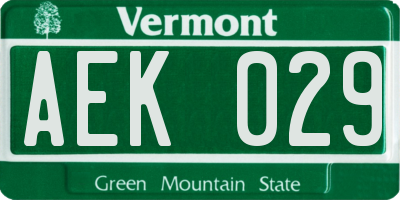 VT license plate AEK029