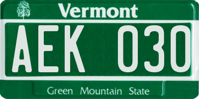 VT license plate AEK030