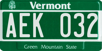 VT license plate AEK032