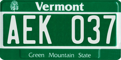 VT license plate AEK037