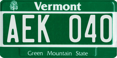 VT license plate AEK040