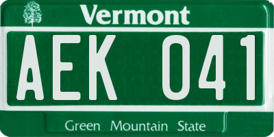 VT license plate AEK041
