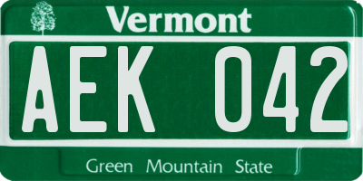 VT license plate AEK042