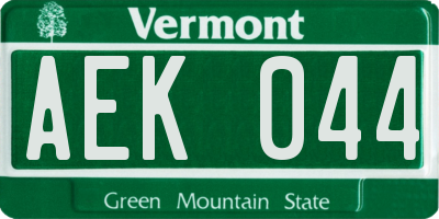 VT license plate AEK044