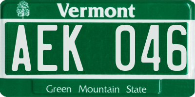 VT license plate AEK046