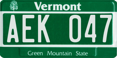 VT license plate AEK047