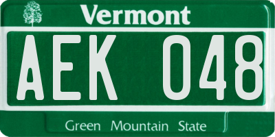 VT license plate AEK048