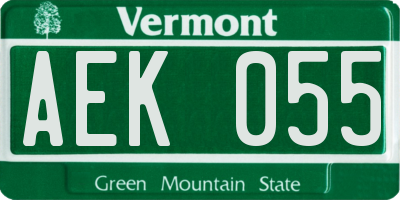 VT license plate AEK055