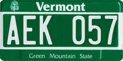 VT license plate AEK057