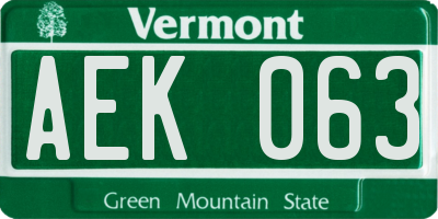 VT license plate AEK063
