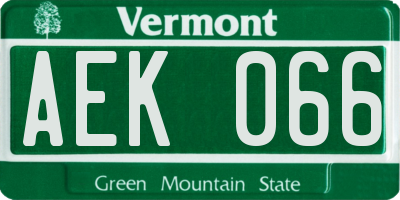 VT license plate AEK066