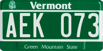 VT license plate AEK073