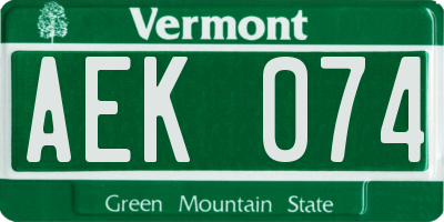 VT license plate AEK074