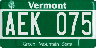VT license plate AEK075