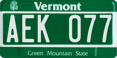 VT license plate AEK077