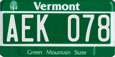 VT license plate AEK078