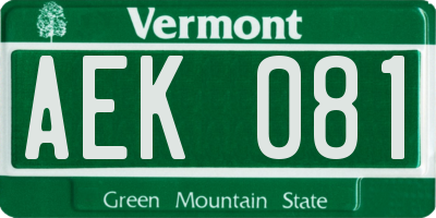 VT license plate AEK081