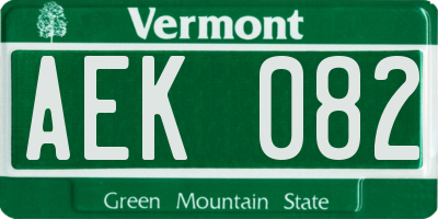 VT license plate AEK082