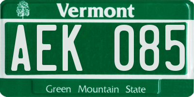 VT license plate AEK085