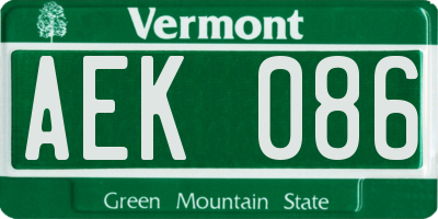 VT license plate AEK086