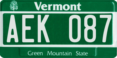 VT license plate AEK087
