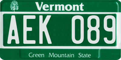 VT license plate AEK089