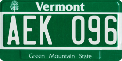 VT license plate AEK096