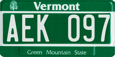 VT license plate AEK097