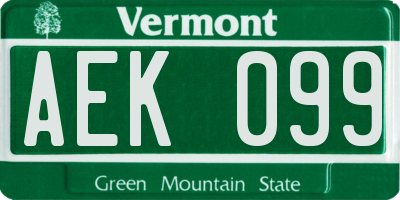 VT license plate AEK099
