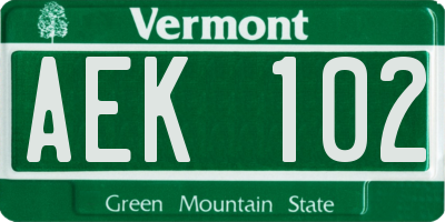 VT license plate AEK102